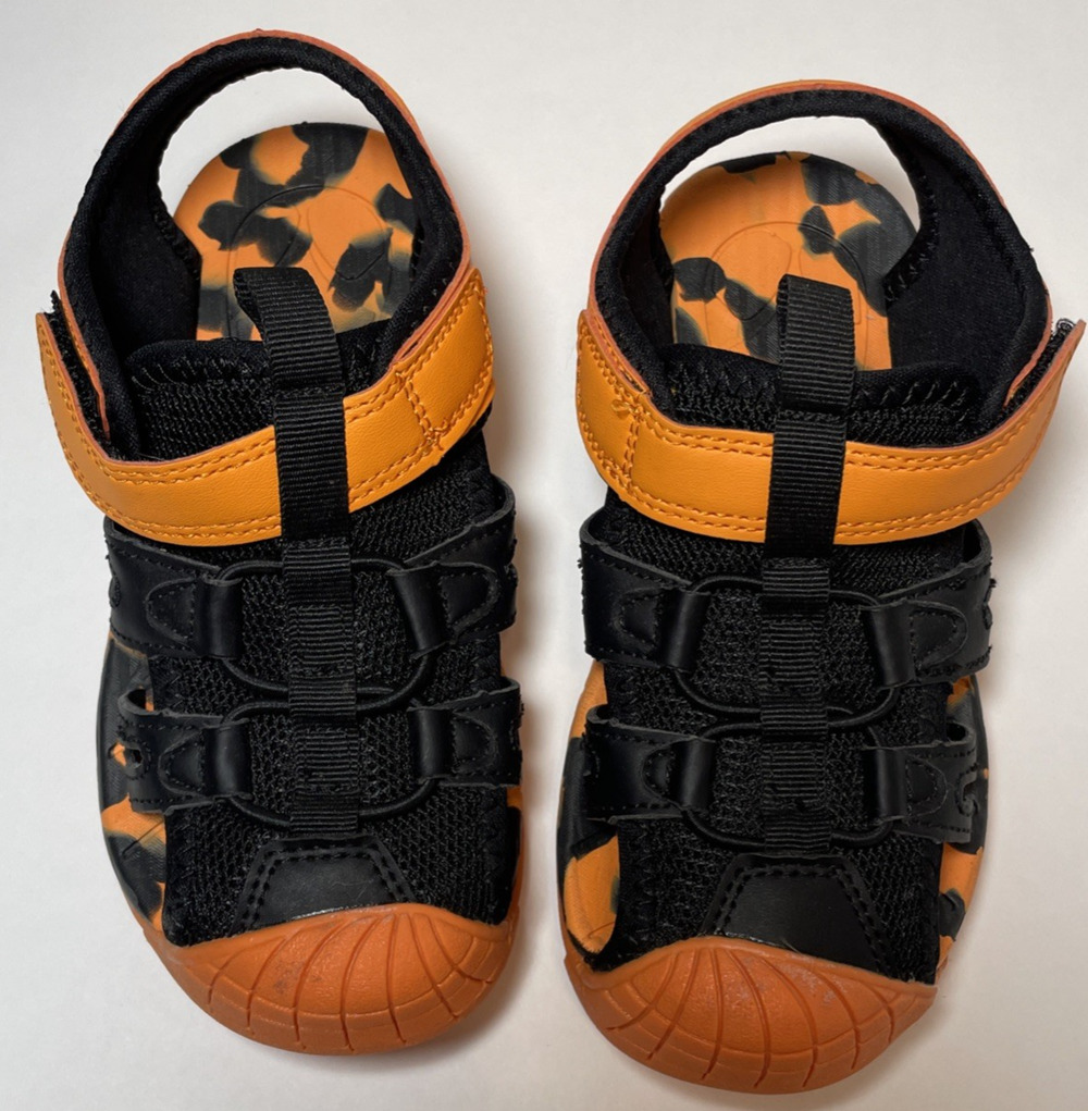 Nortiv8 Youth Kid's Closed Toe Toed Athletic Water Sandals Size 11 Black/Orange